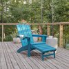 Flash Furniture Blue Adirondack Chair with Ottoman and Cupholder LE-HMP-1045-110-BL-GG